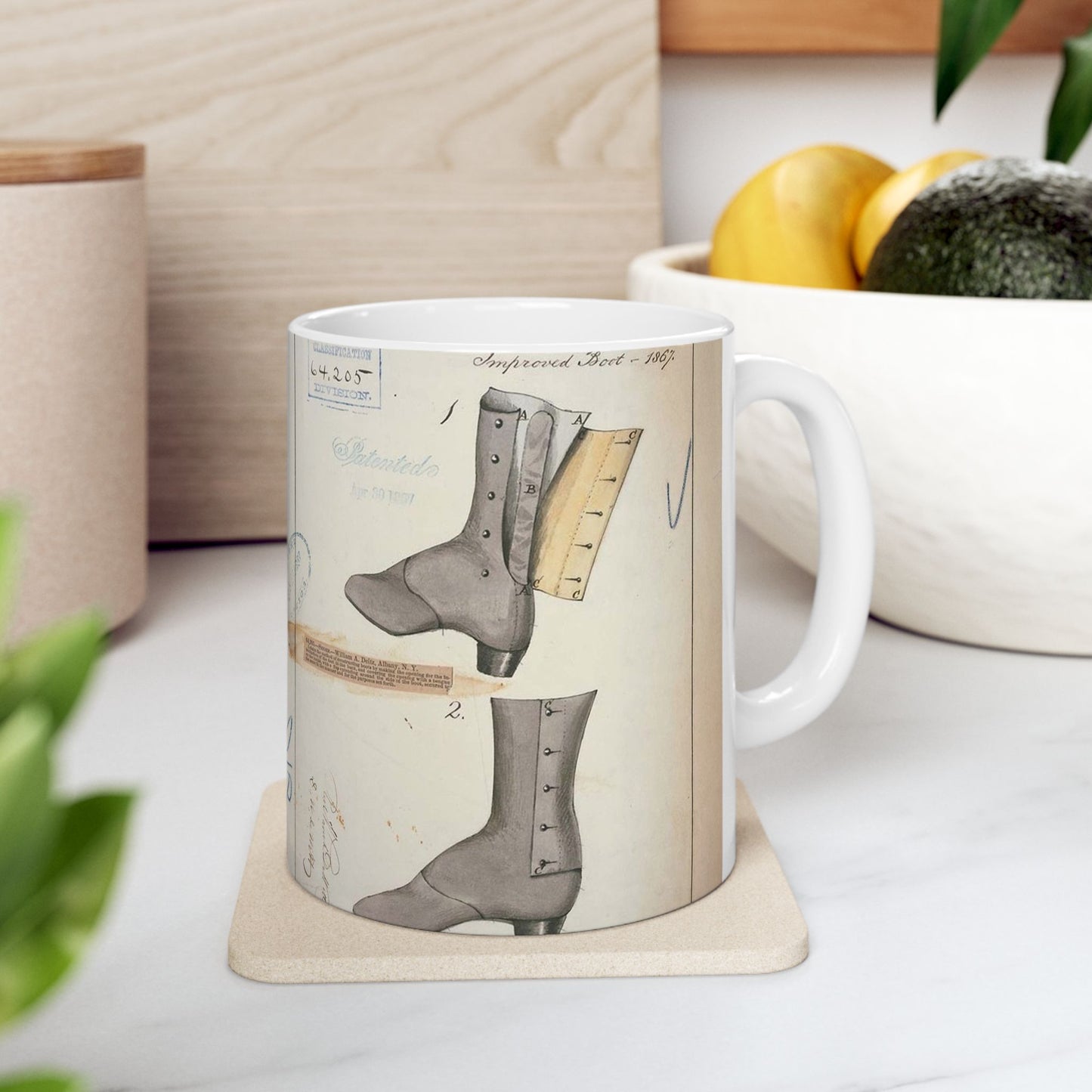 Patent drawing - Drawing of Improved Boot Public domain  image Beautiful Novelty Ceramic Coffee Mug 11oz