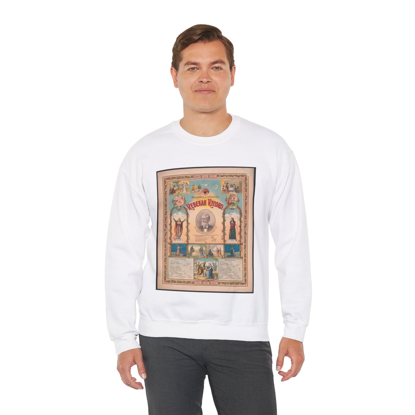 Emblematic & Historical Rebekah Record White Heavy Blend Adult Crew Neck SweatShirt