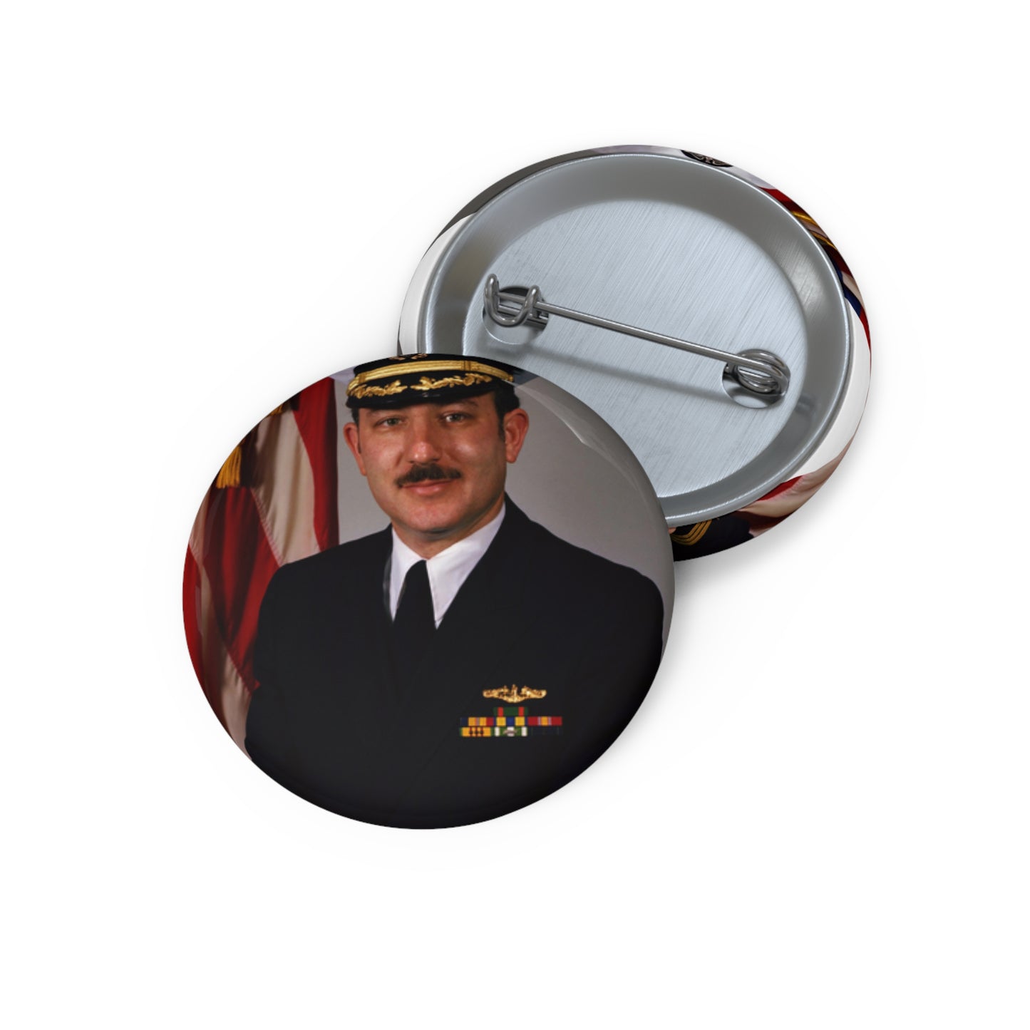 Commander Joel M. Greenberg, USN (covered) Pin Buttons with Crisp Design