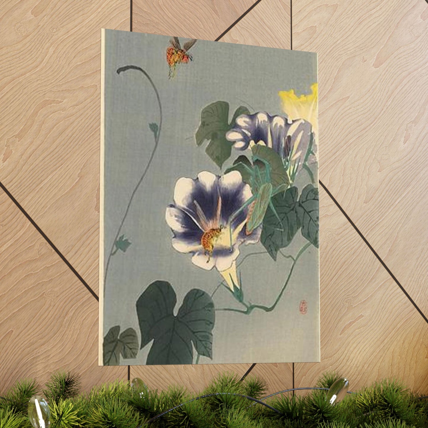 Koson - wasps-and-praying-mantis, Ohara Koson High Quality Matte Wall Art Poster for Home, Office, Classroom