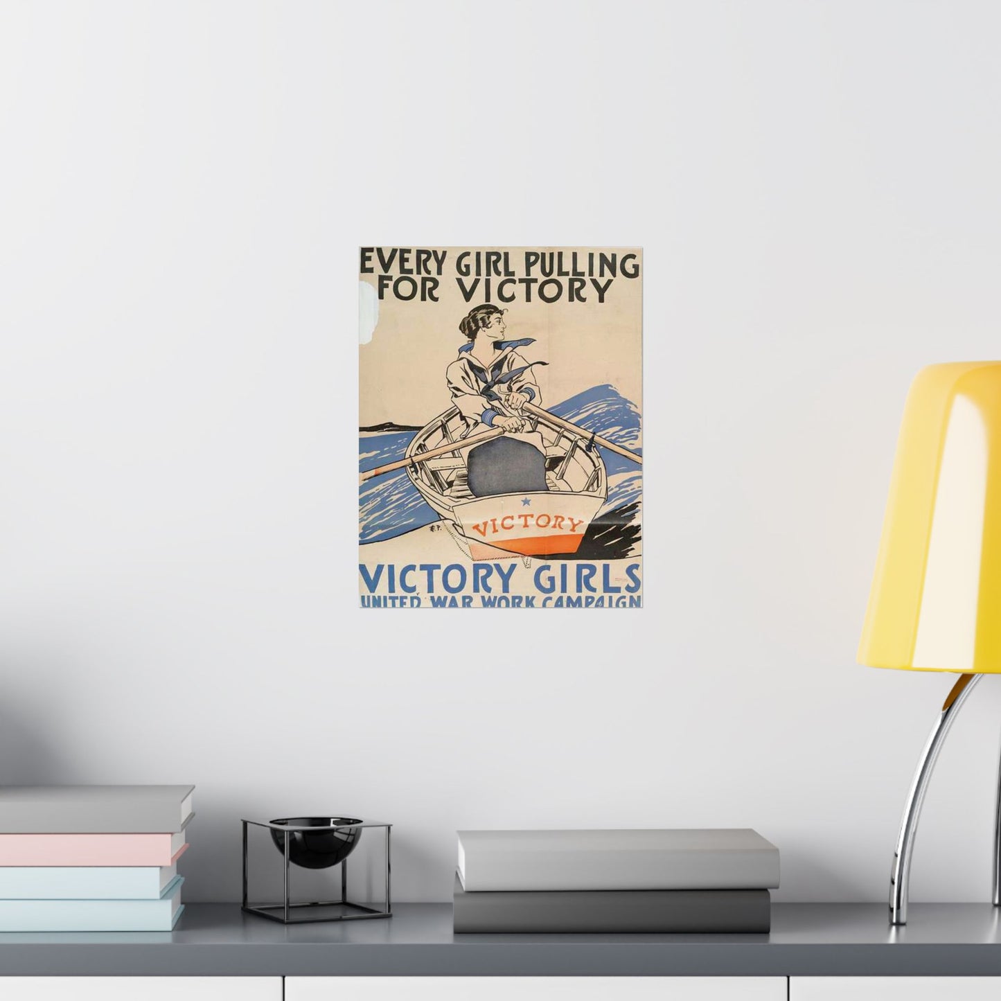 Every Girl Pulling for Victory, Victory Girls United War Work Campaign High Quality Matte Wall Art Poster for Home, Office, Classroom