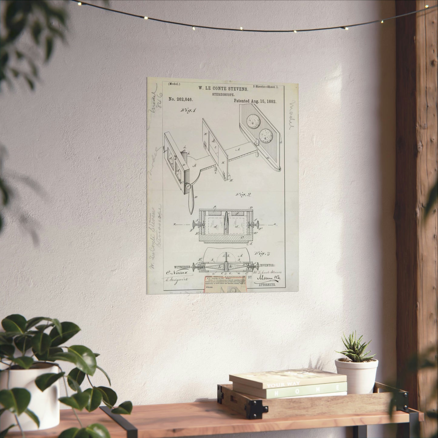 Patent drawing - for W. Le Conte Stevens' Stereoscope Public domain  image High Quality Matte Wall Art Poster for Home, Office, Classroom