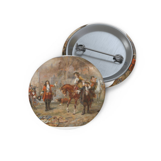 The Duke of Marlborough greeting Prince Eugene of Savoy after their victory at Blenheim Pin Buttons with Crisp Design