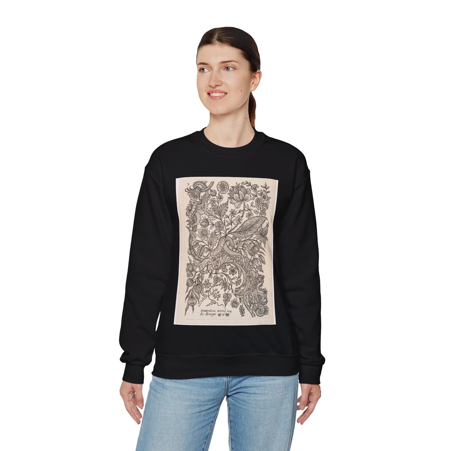 Alexander Senegat - Ontwerp voor textiel Black Heavy Blend Adult Crew Neck SweatShirt