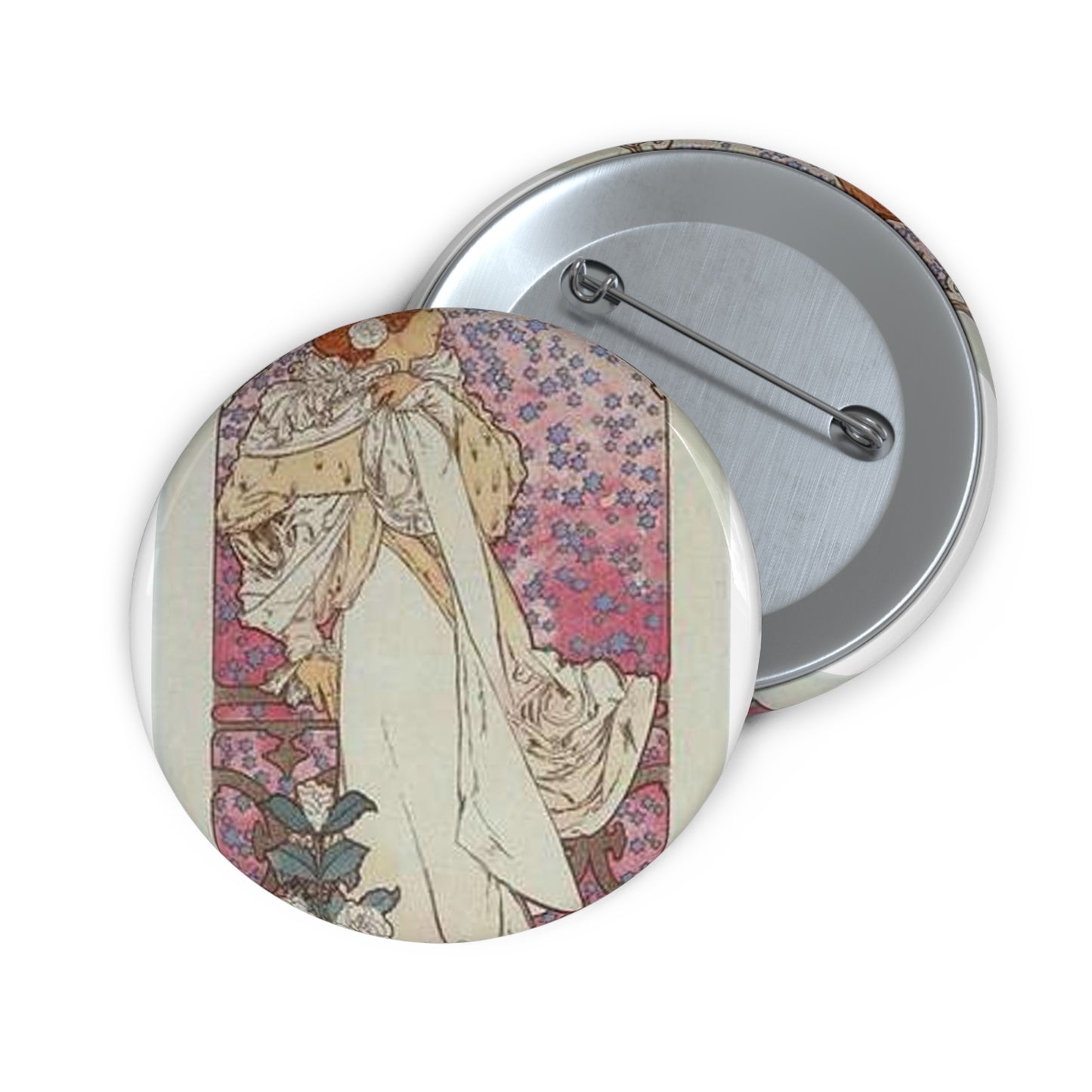 Affiche pour le Théâtre de la Renaissance, "la Dame aux Camélias". Pin Buttons with Crisp Design