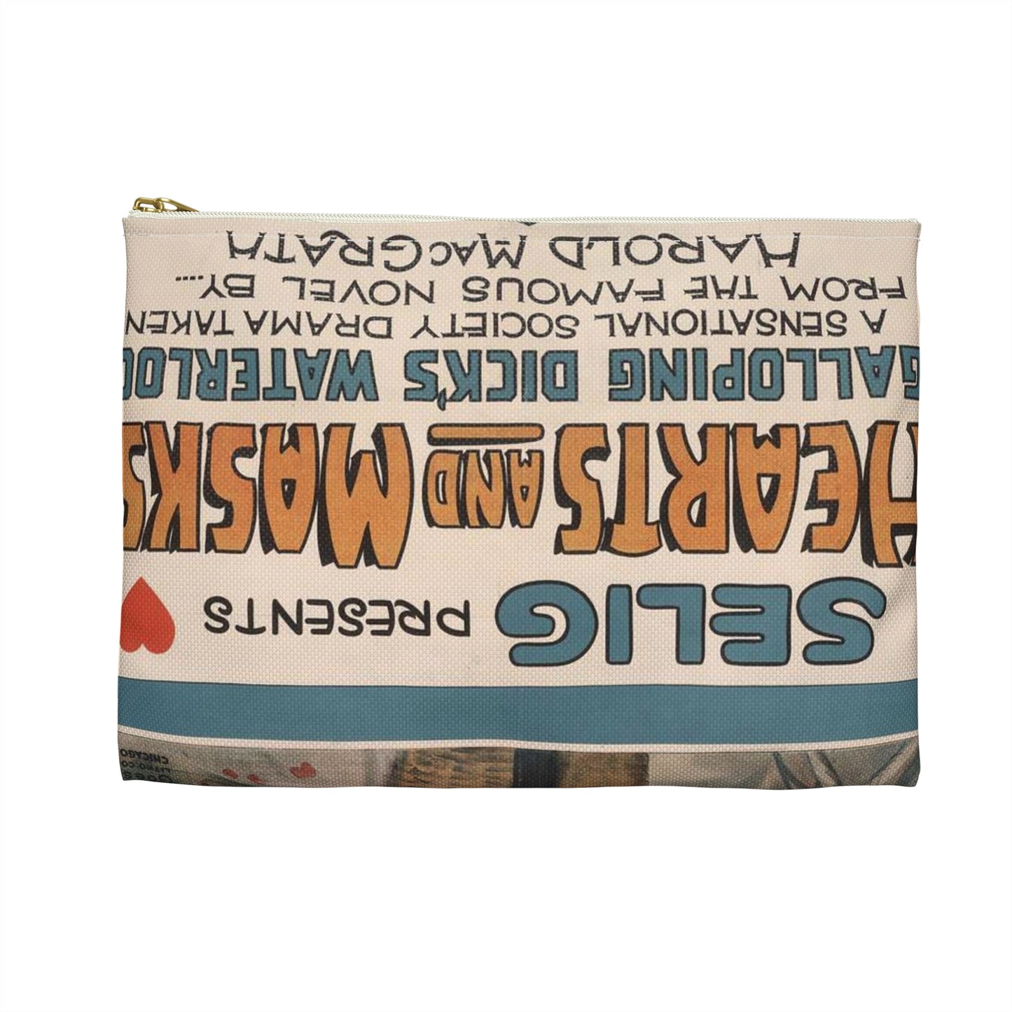 Selig presents hearts and masks Galloping Dick's waterloo, a sensational society drama taken from the famous novel by Harold MacGrath. Large Organizer Pouch with Black Zipper