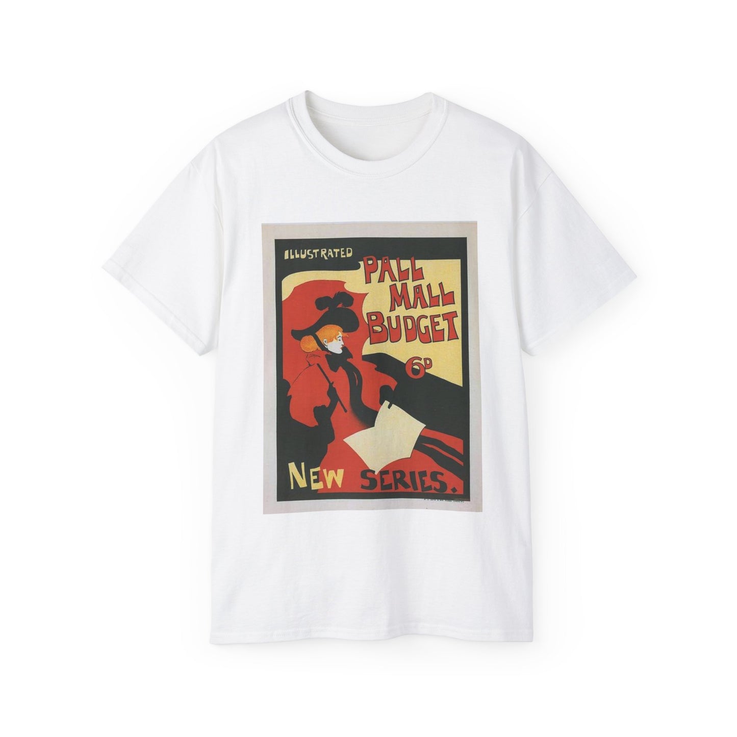 Affiche anglaise pour la revue hebdomadaire "Illustrated Pall Mall Budget". White T-Shirt Gildan 2000 Cotton Unisex