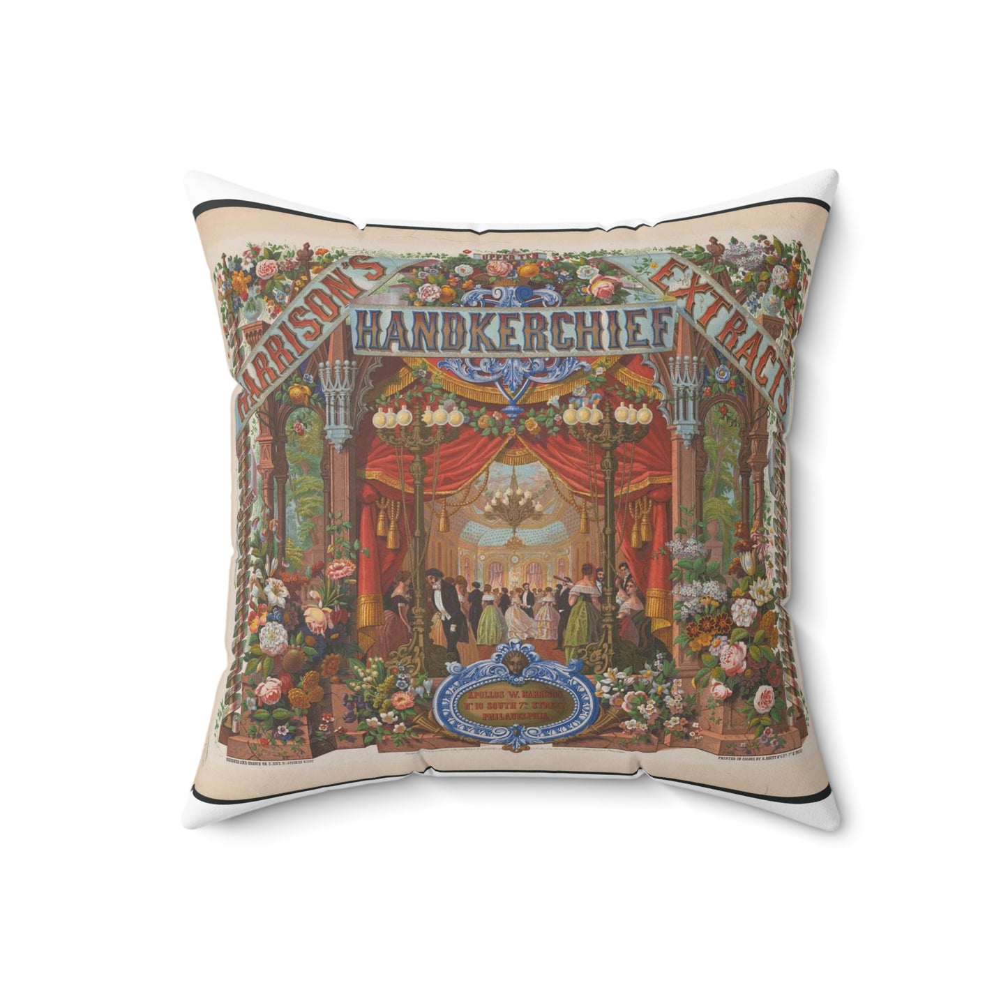 Harrison's handkerchief extracts Apollos W. Harrison No. 10 South 7th Street Philadelphia / / Alphonse Bigot del. ; designed and drawn on stone by Alphonse Bigot. Decorative Accent Square Pillow