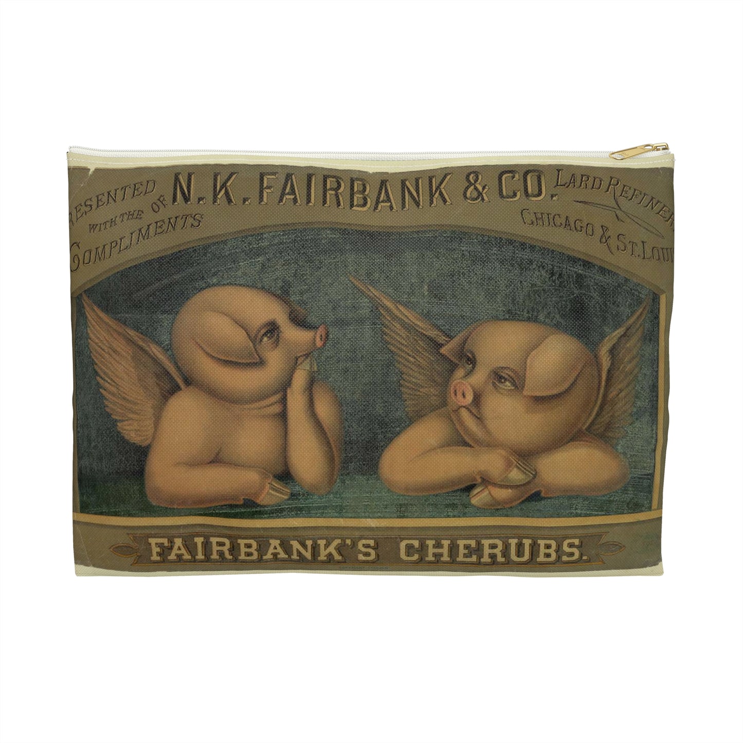 Fairbank's cherubs--Presented with the compliments of N.K. Fairbank & Co., lard refiners, Chicago & St. Louis Large Organizer Pouch with Black Zipper