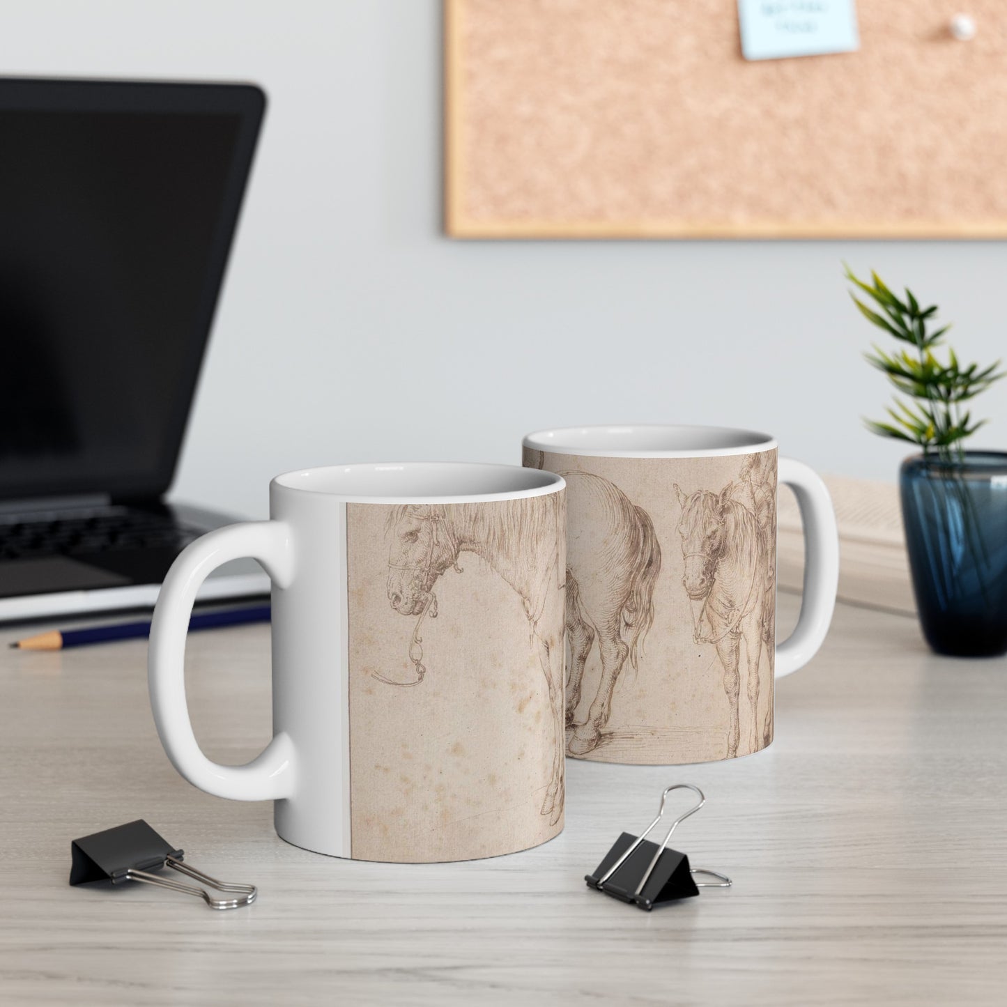 Two studies of a saddled horse and of a horse with a boy astride; verso: Study of a bean plant Beautiful Novelty Ceramic Coffee Mug 11oz