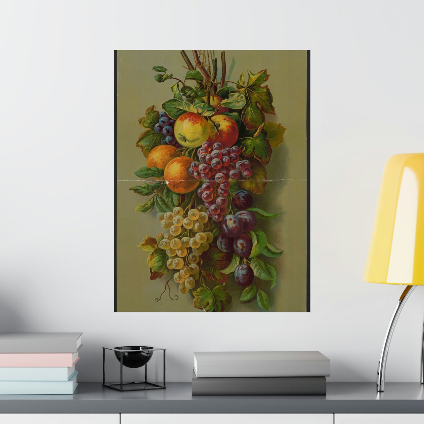 Apples, Plums & grapes, no. 8266 High Quality Matte Wall Art Poster for Home, Office, Classroom