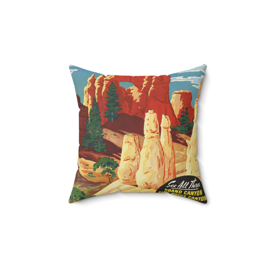 Vintage Travel Posters, 1920s-1930s Decorative Accent Square Pillow