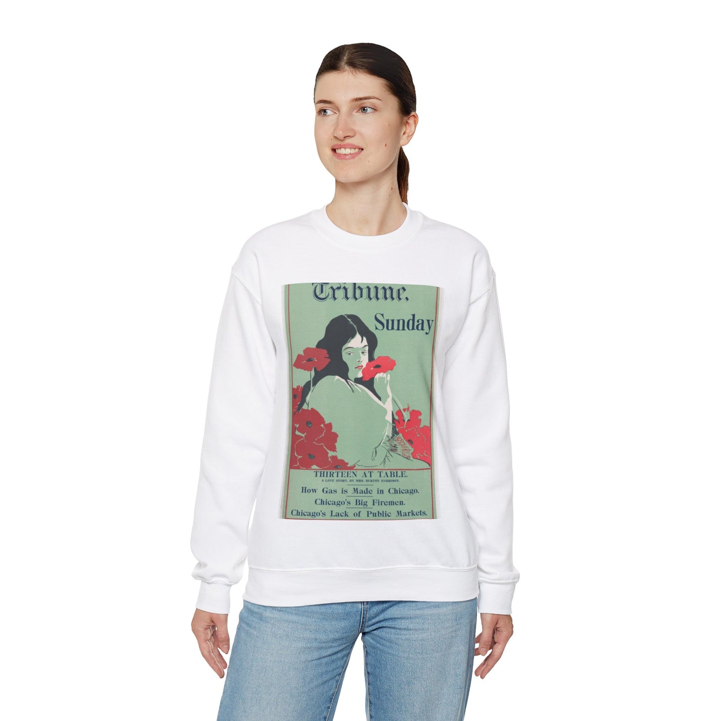 Poster - Tribune: Sunday, 19th century - Public domain lithograph White Heavy Blend Adult Crew Neck SweatShirt