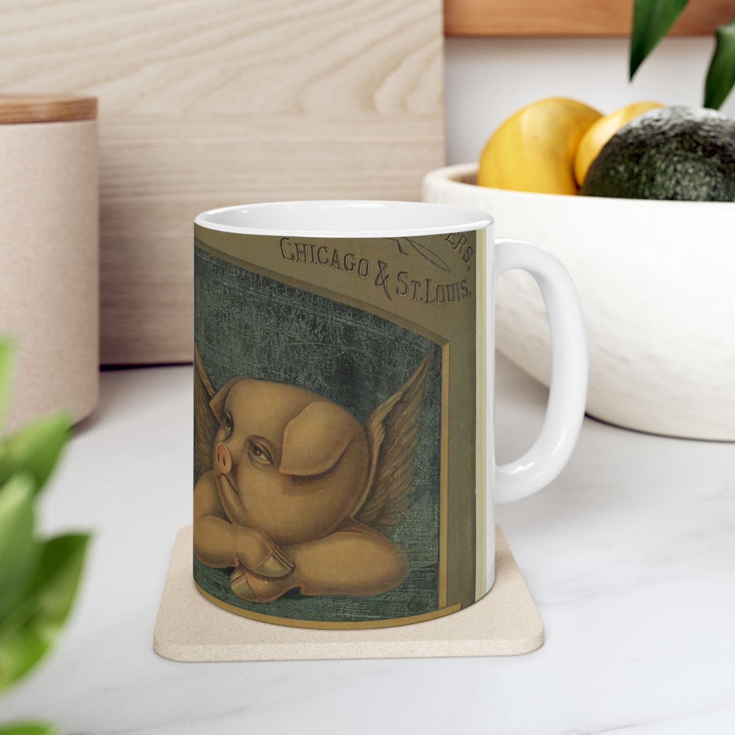 Fairbank's cherubs--Presented with the compliments of N.K. Fairbank & Co., lard refiners, Chicago & St. Louis Beautiful Novelty Ceramic Coffee Mug 11oz