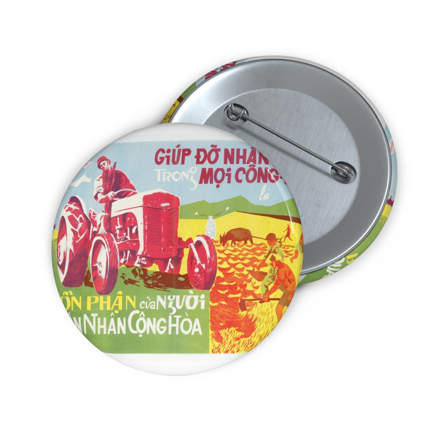 Army Helps People, United States information service propaganda Pin Buttons with Crisp Design