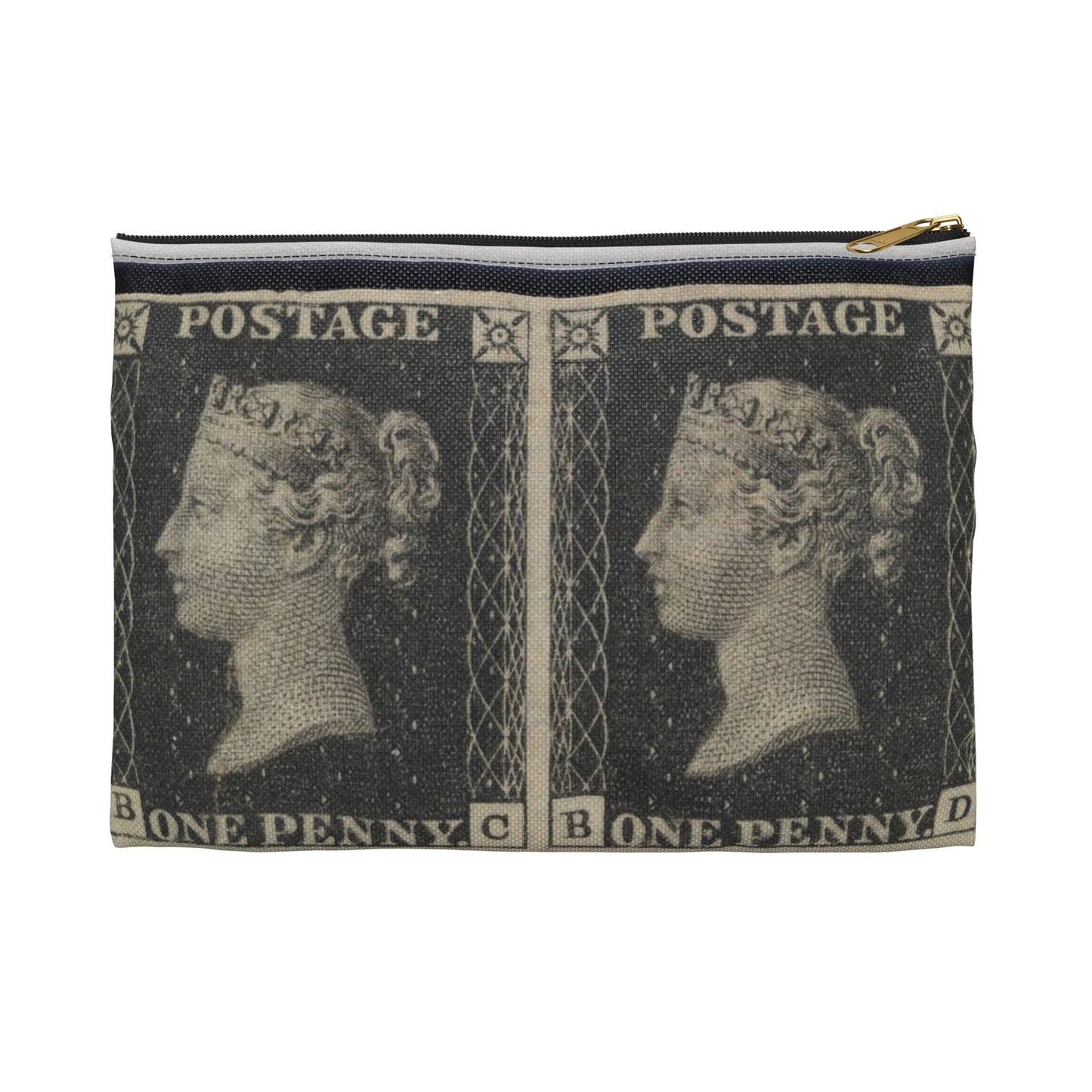 "Penny Black" postage stamps - postal stamp Large Organizer Pouch with Black Zipper