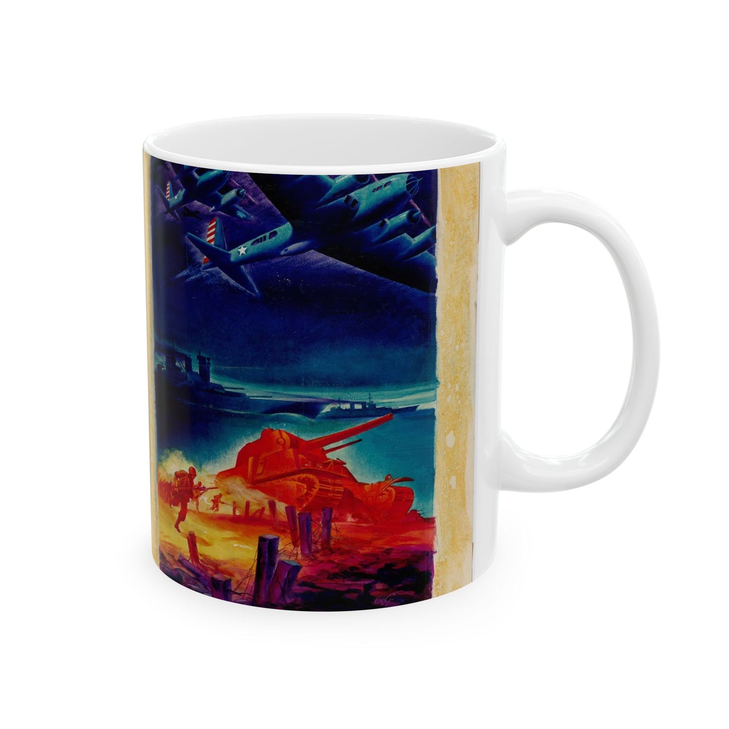 [Infantry, tanks, ships, airplanes attacking] [R.G.] Beautiful Novelty Ceramic Coffee Mug 11oz