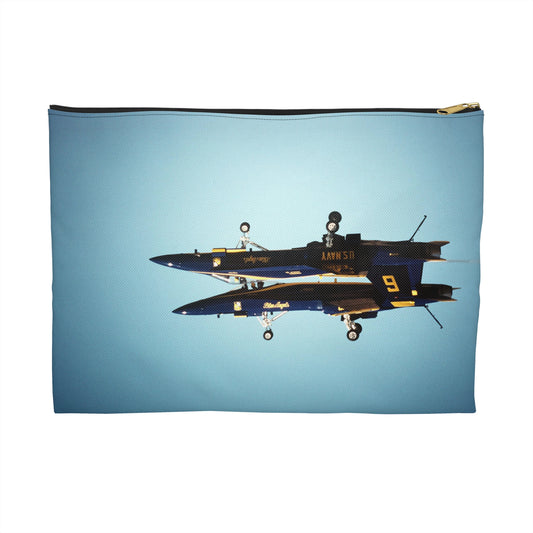 Two F/A-18A Hornet aircraft of the Blue Angels Flight Demonstration Squadron execute the Fortus maneuver during an air show Large Organizer Pouch with Black Zipper