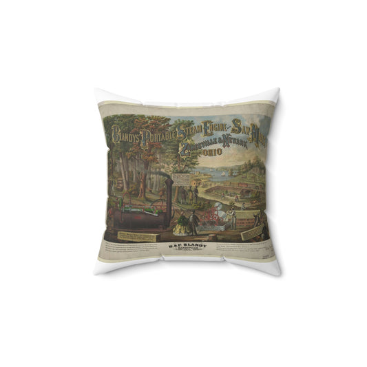 Blandy's portable steam engine and saw mills, Zanesville & Newark  Ohio Decorative Accent Square Pillow