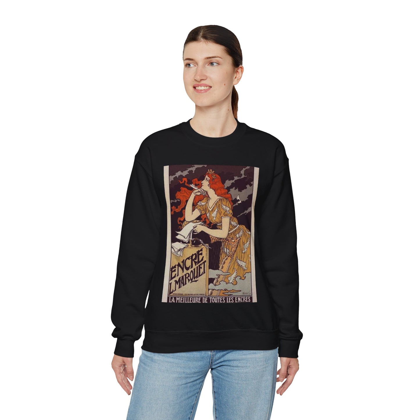 Affiche pour l' "Encre Marquet". Black Heavy Blend Adult Crew Neck SweatShirt