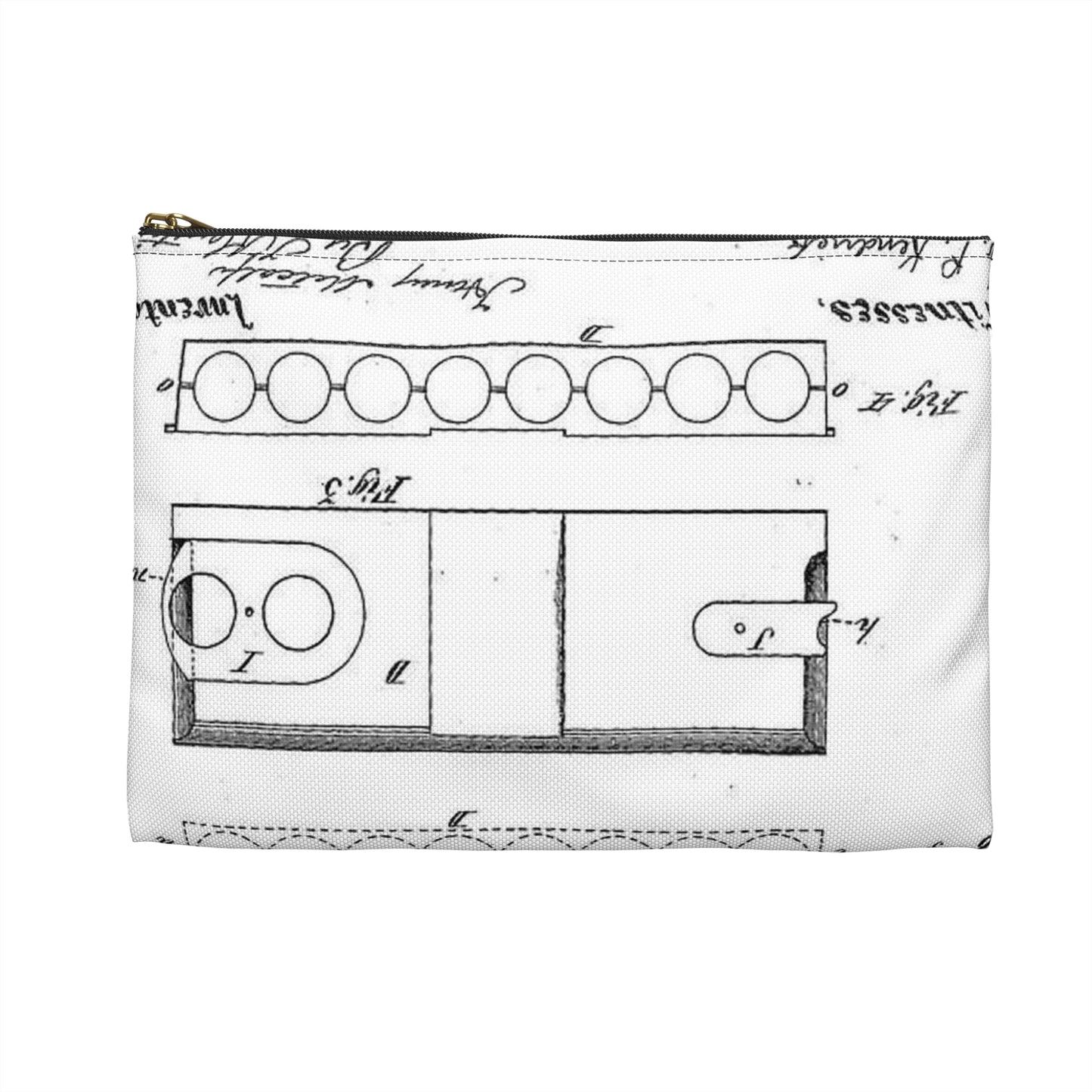 Patent drawing - Means of Attaching Magazines to Fire-Arms, 1875 Public domain  image Large Organizer Pouch with Black Zipper