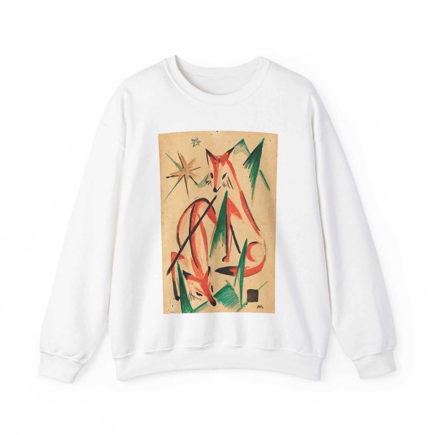 Franz Marc Füchse 1913 - A painting of a fox and a star White Heavy Blend Adult Crew Neck SweatShirt