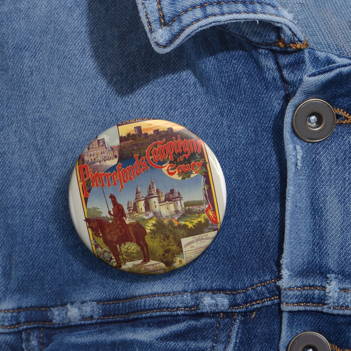 Affiche pour la Cie du Nord : "Pierrefonds". Pin Buttons with Crisp Design