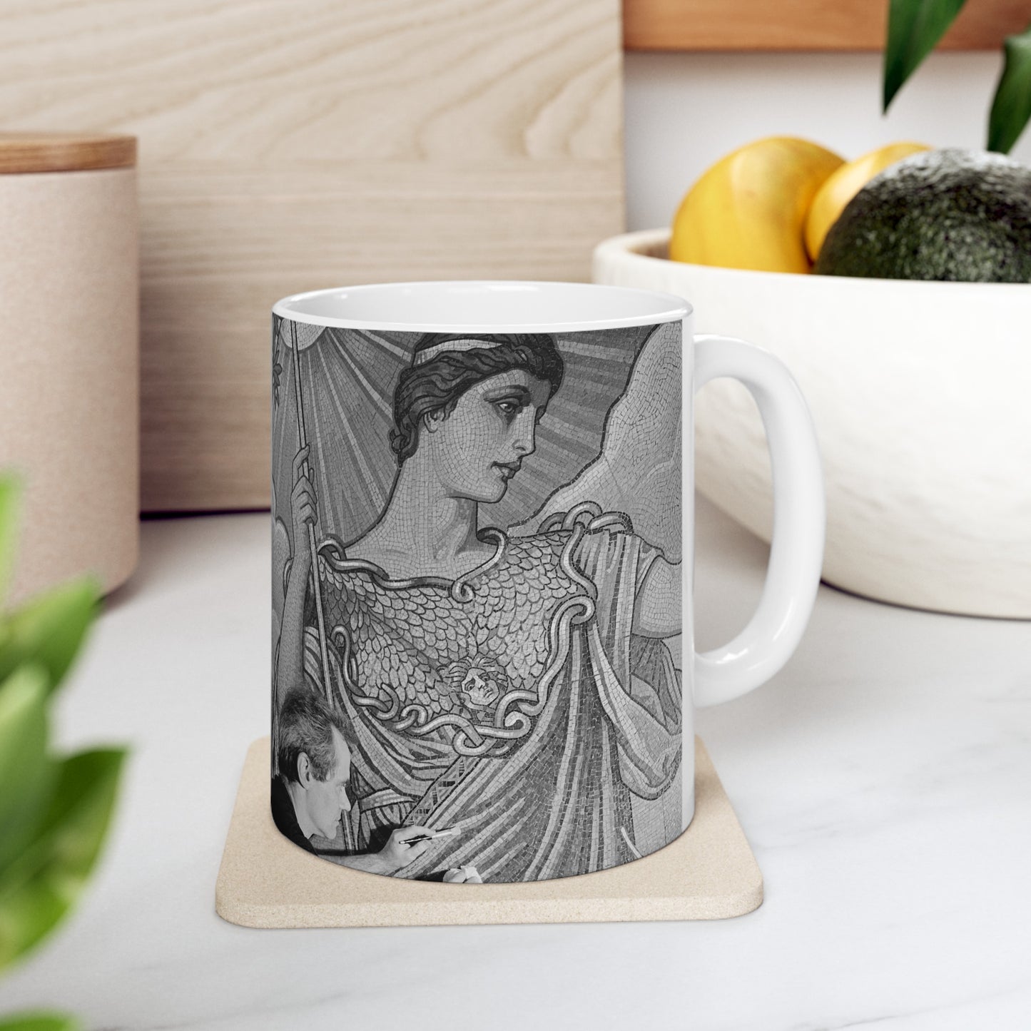 Cleaning the Minerva figure at the Library of Congress's Thomas Jefferson Building, Washington, D.C. Beautiful Novelty Ceramic Coffee Mug 11oz