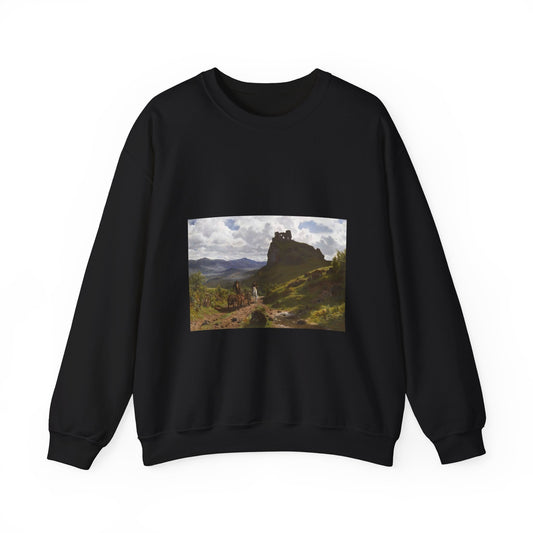 Auguste Bonheur - Les ruines du château d'Apchon Black Heavy Blend Adult Crew Neck SweatShirt