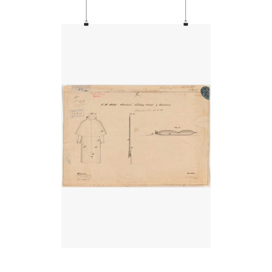 Patent drawing - Drawing of Combined Military Cloak and Mattress Public domain  image High Quality Matte Wall Art Poster for Home, Office, Classroom