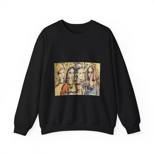 Sans titre - A painting of a group of women standing next to each other Black Heavy Blend Adult Crew Neck SweatShirt