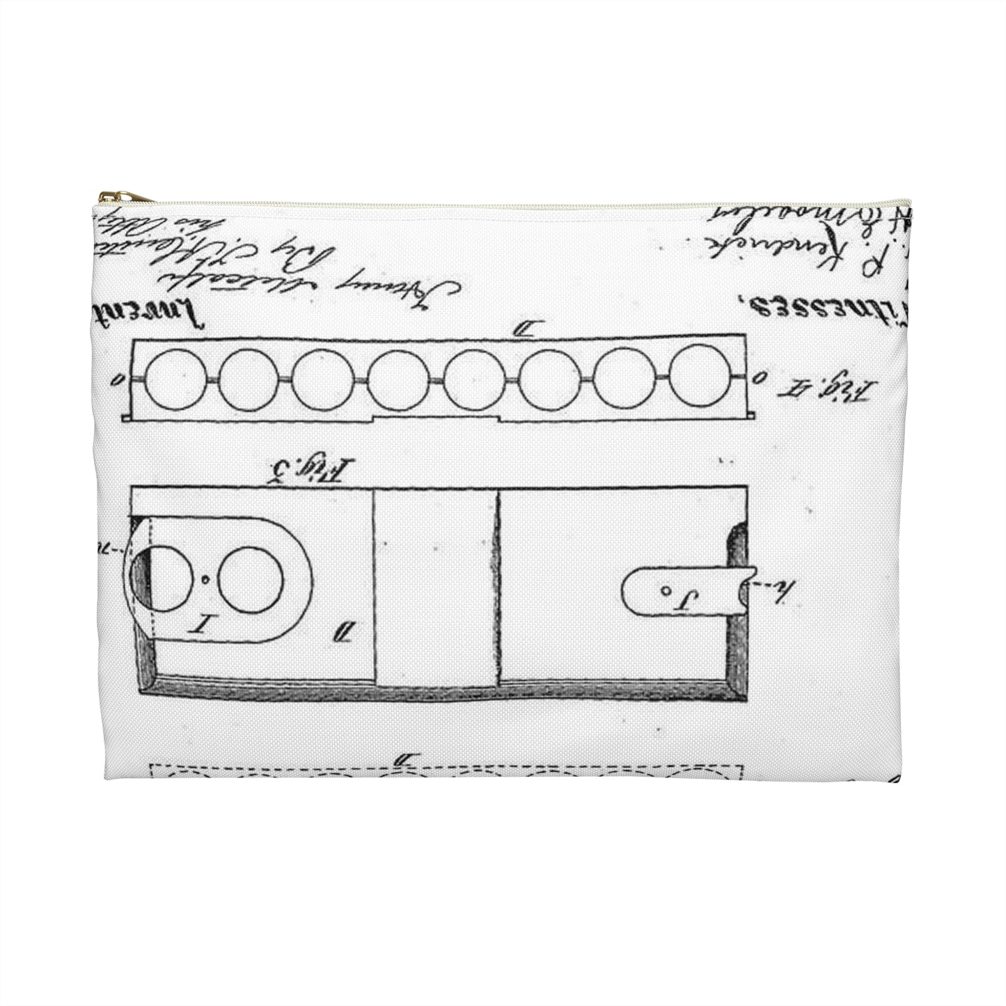 Patent drawing - Means of Attaching Magazines to Fire-Arms, 1875 Public domain  image Large Organizer Pouch with Black Zipper