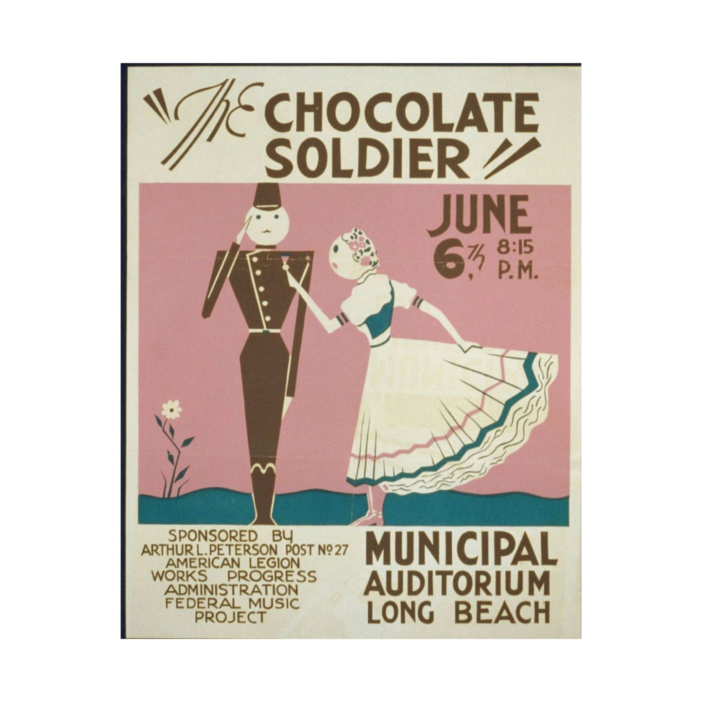 "The chocolate soldier" - WPA poster, Public domain, Library of Congress High Quality Matte Wall Art Poster for Home, Office, Classroom