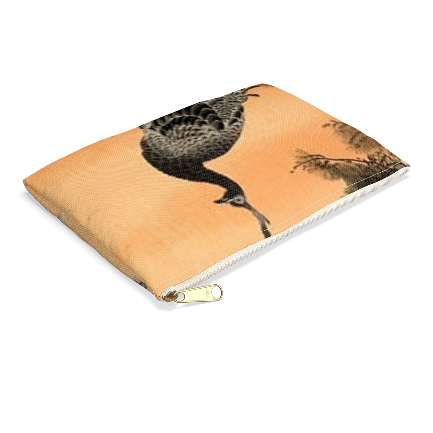 Koson - peacock-and-hen, Ohara Koson Large Organizer Pouch with Black Zipper