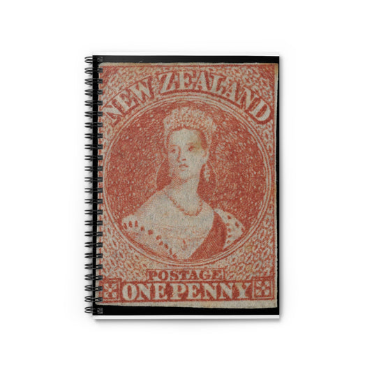 Issued one penny 'Full-Face Queen' [Chalon Head] definitive stamp Spiral Bound Ruled Notebook with Printed Cover