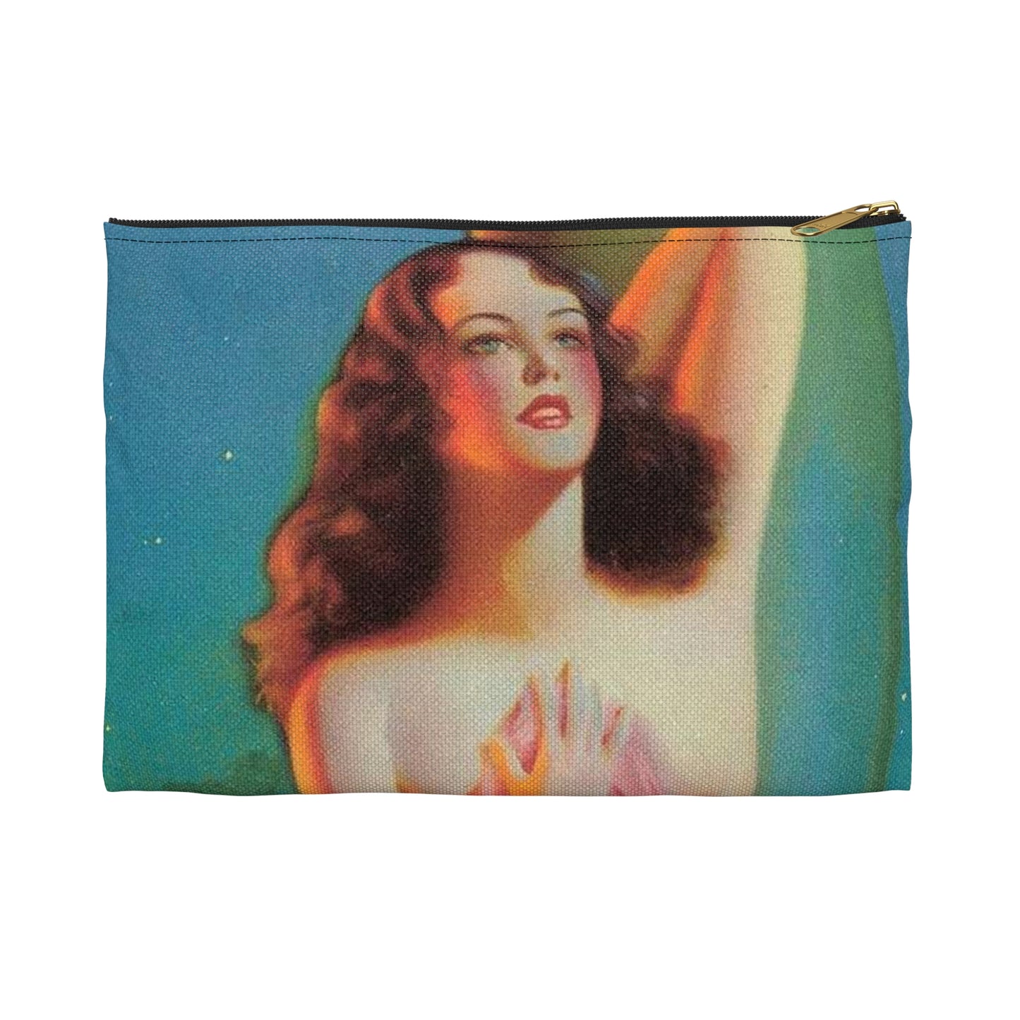 Moonlight and Roses, print from painting by Edward Mason Eggleston Large Organizer Pouch with Black Zipper