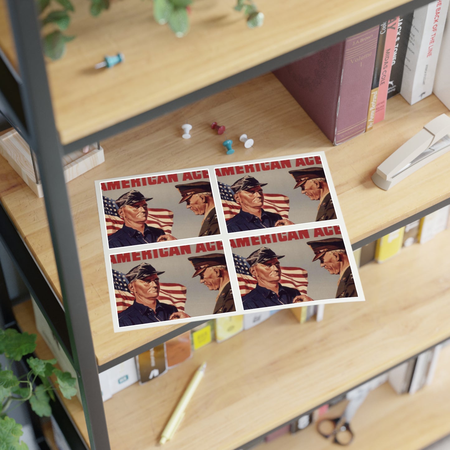 Another American ace^ His guns are shooting down Nazis and Japs right now^ Keep `em firing^ - NARA - 534905 Laminated UV Protective Vinyl Stickers