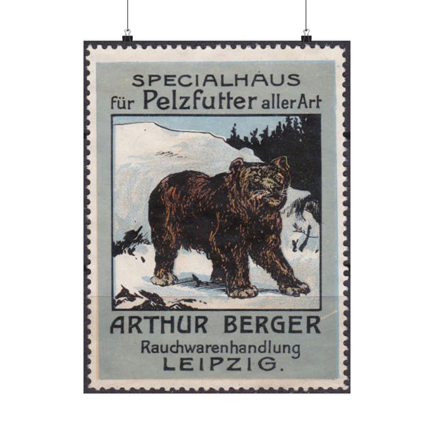 Arthur Berger, fur trader in Leipzig, c. 1910, brand advertisings (03) High Quality Matte Wall Art Poster for Home, Office, Classroom