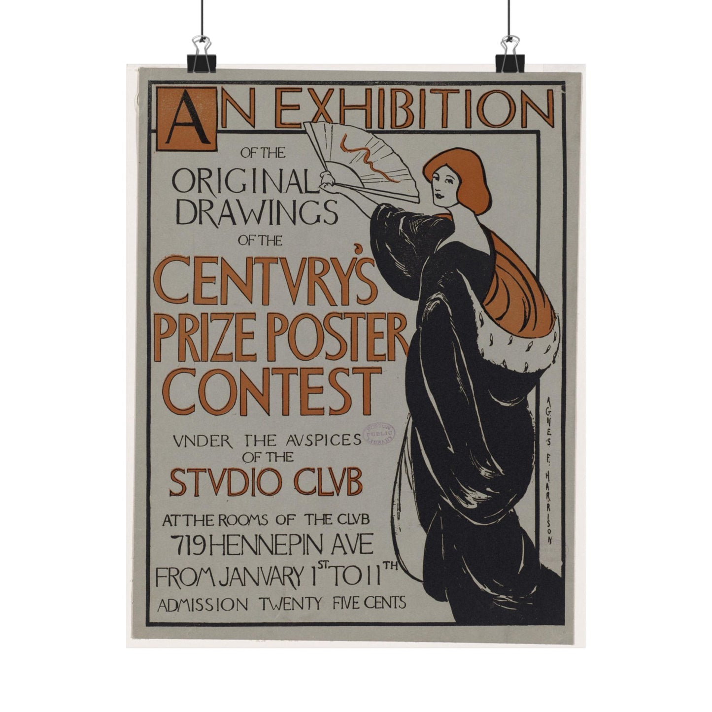 An exhibition of the original drawings of the Century's prize poster contest under the auspices of the Studio Club High Quality Matte Wall Art Poster for Home, Office, Classroom