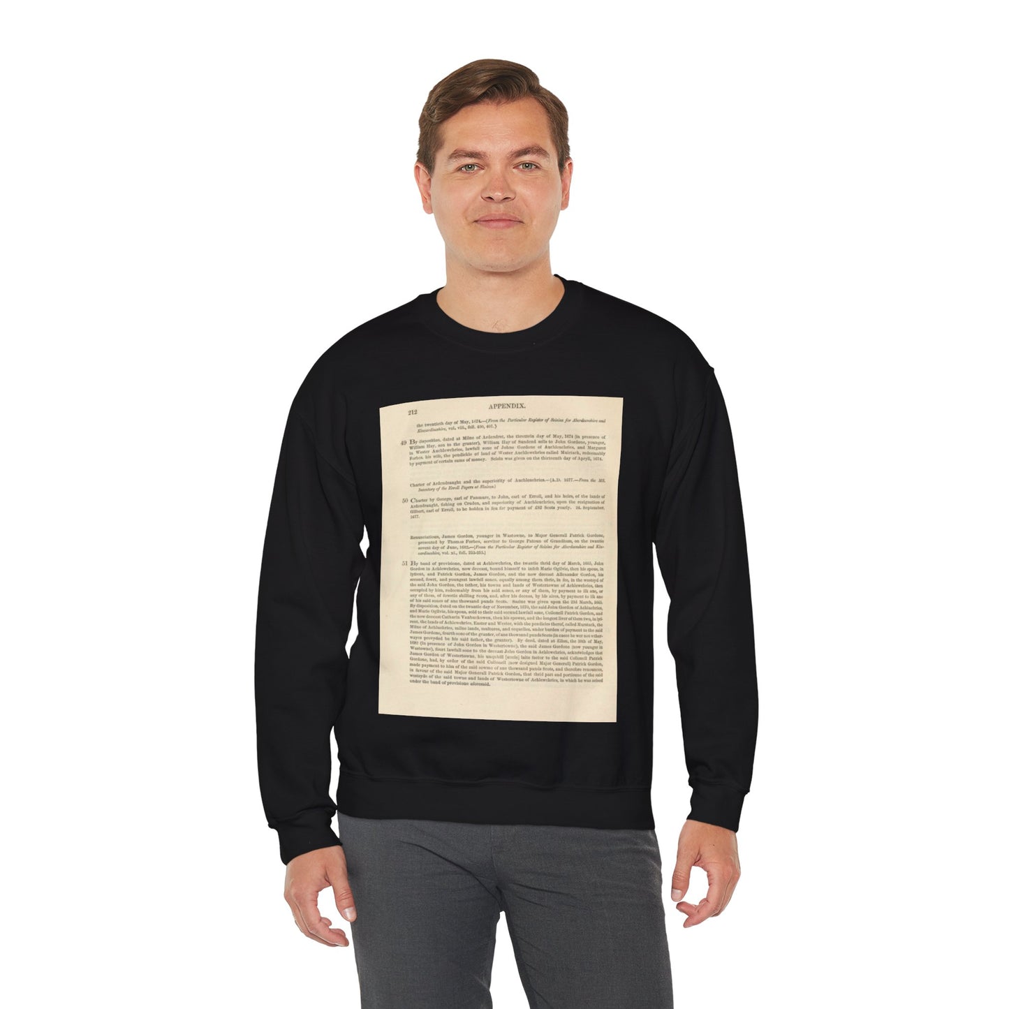 212 APPENDIX.   the twentieth day of May, 1674. — {From the Particular Register of Seisins for Aberdeenshire and  Kincardineshire Black Heavy Blend Adult Crew Neck SweatShirt