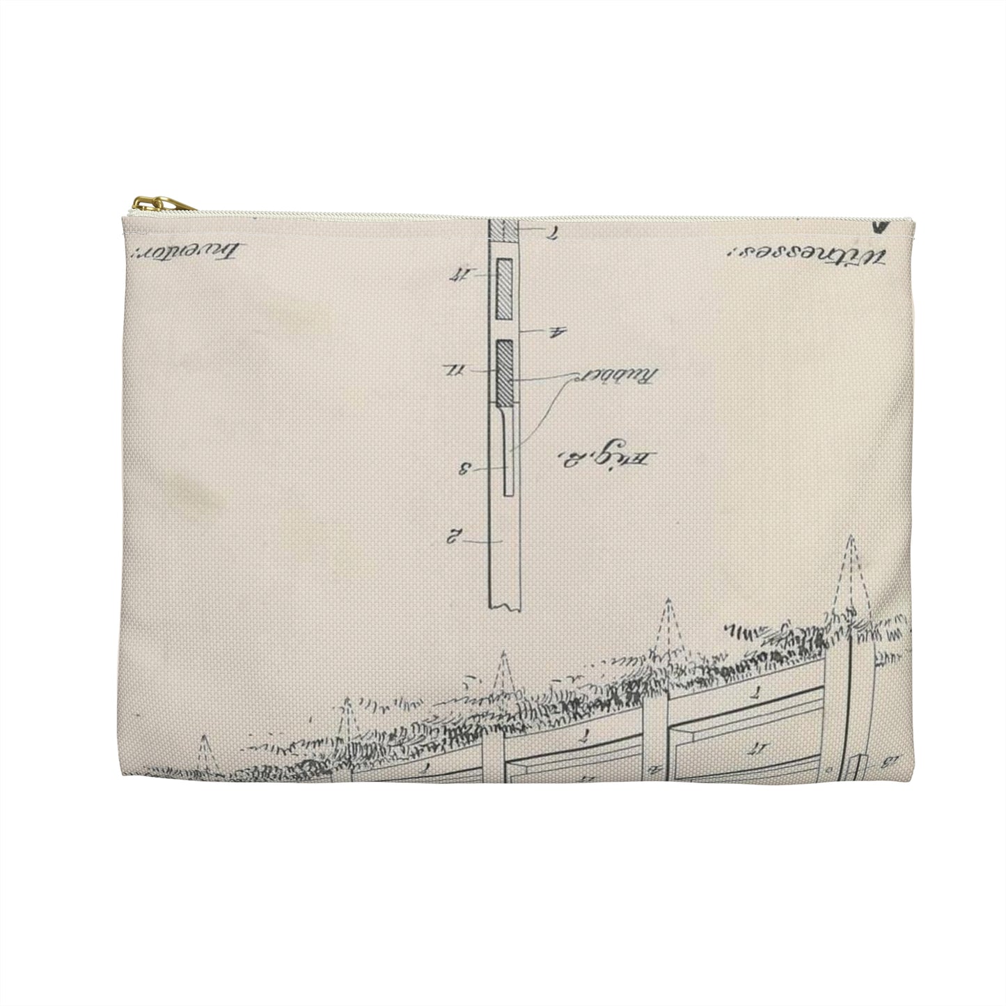 Patent Drawing of Engine - for A. Pascocello' Steeplechase or Hurdle Fence Public domain  image Large Organizer Pouch with Black Zipper