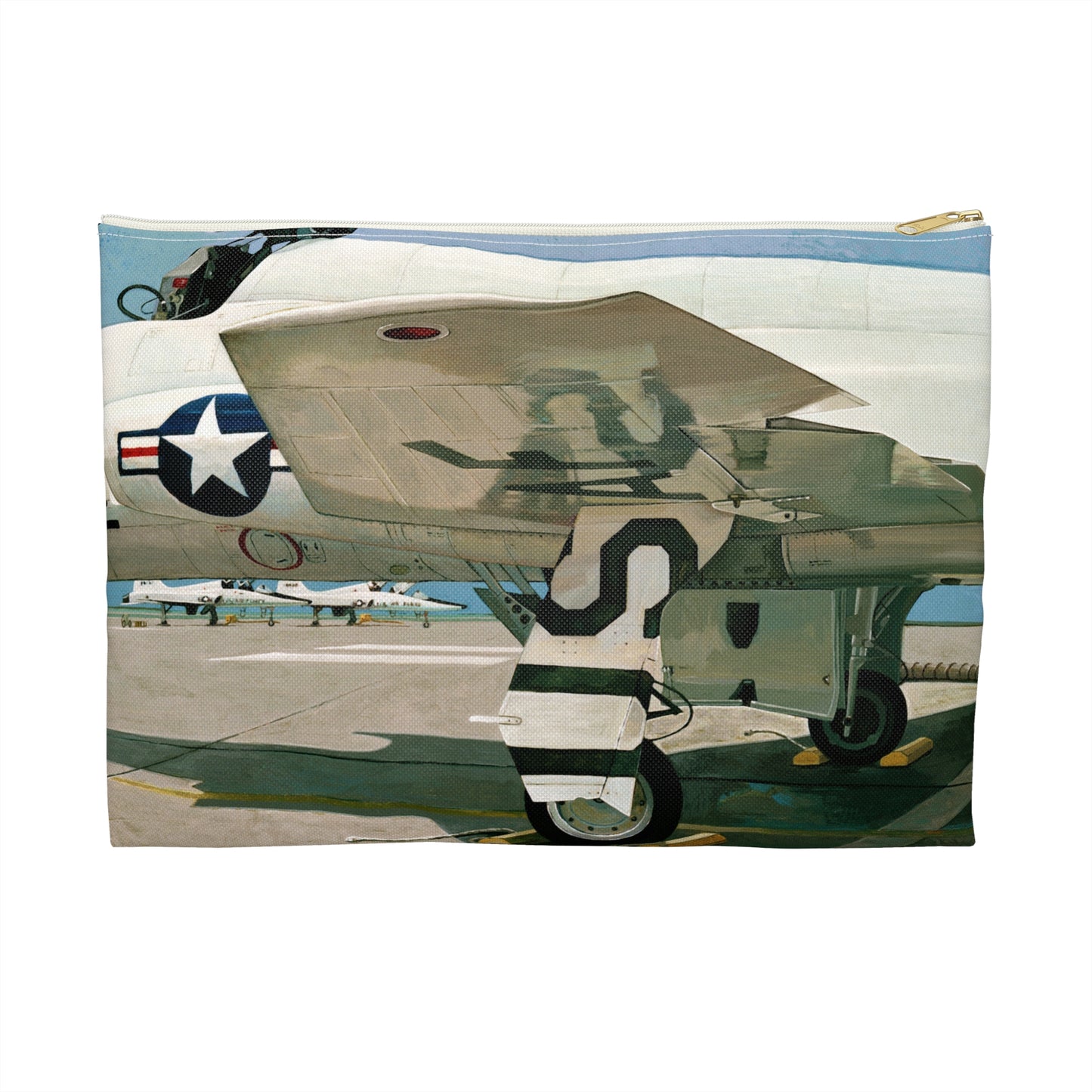 Artwork: "T-38 Flight Line, Vance AFB". Artist: David Zlotky Large Organizer Pouch with Black Zipper