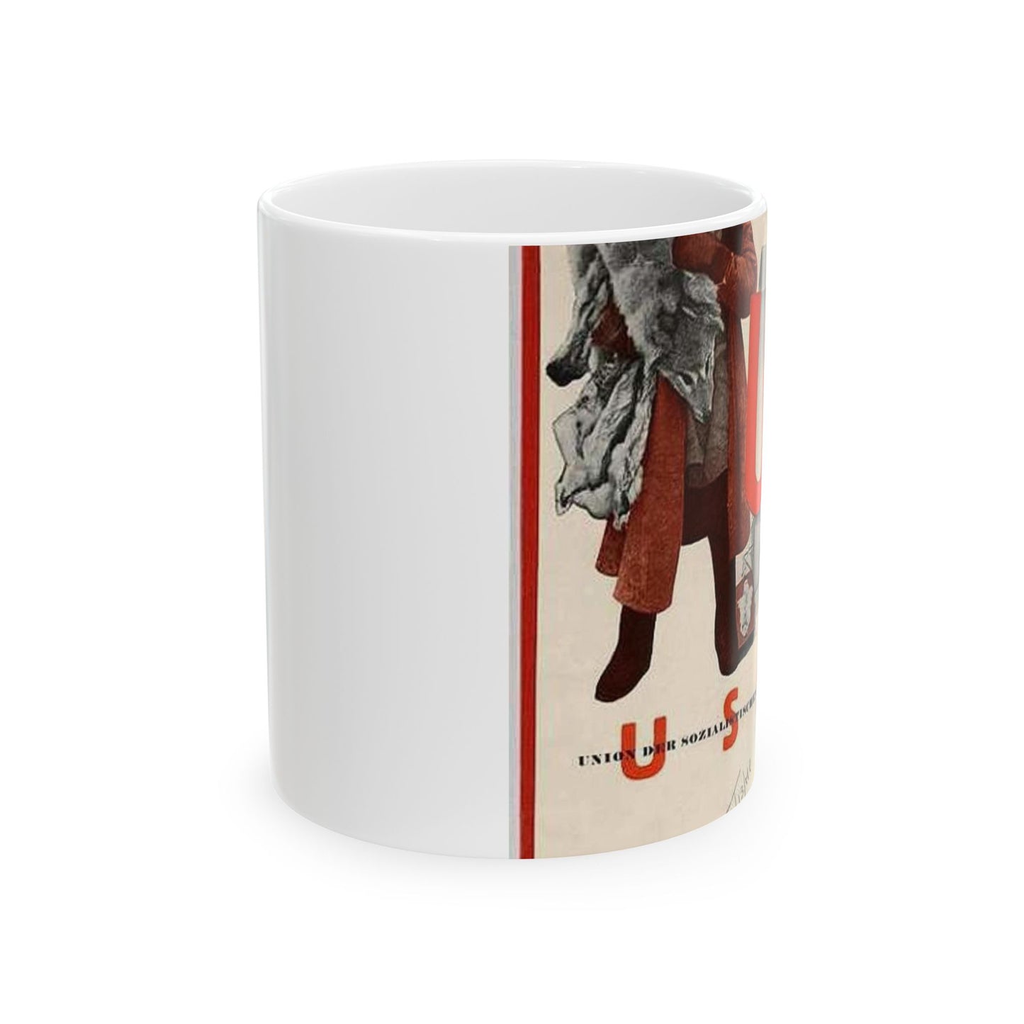 1930. Плакат СССР на международной выставке меха, 1930 год Beautiful Novelty Ceramic Coffee Mug 11oz