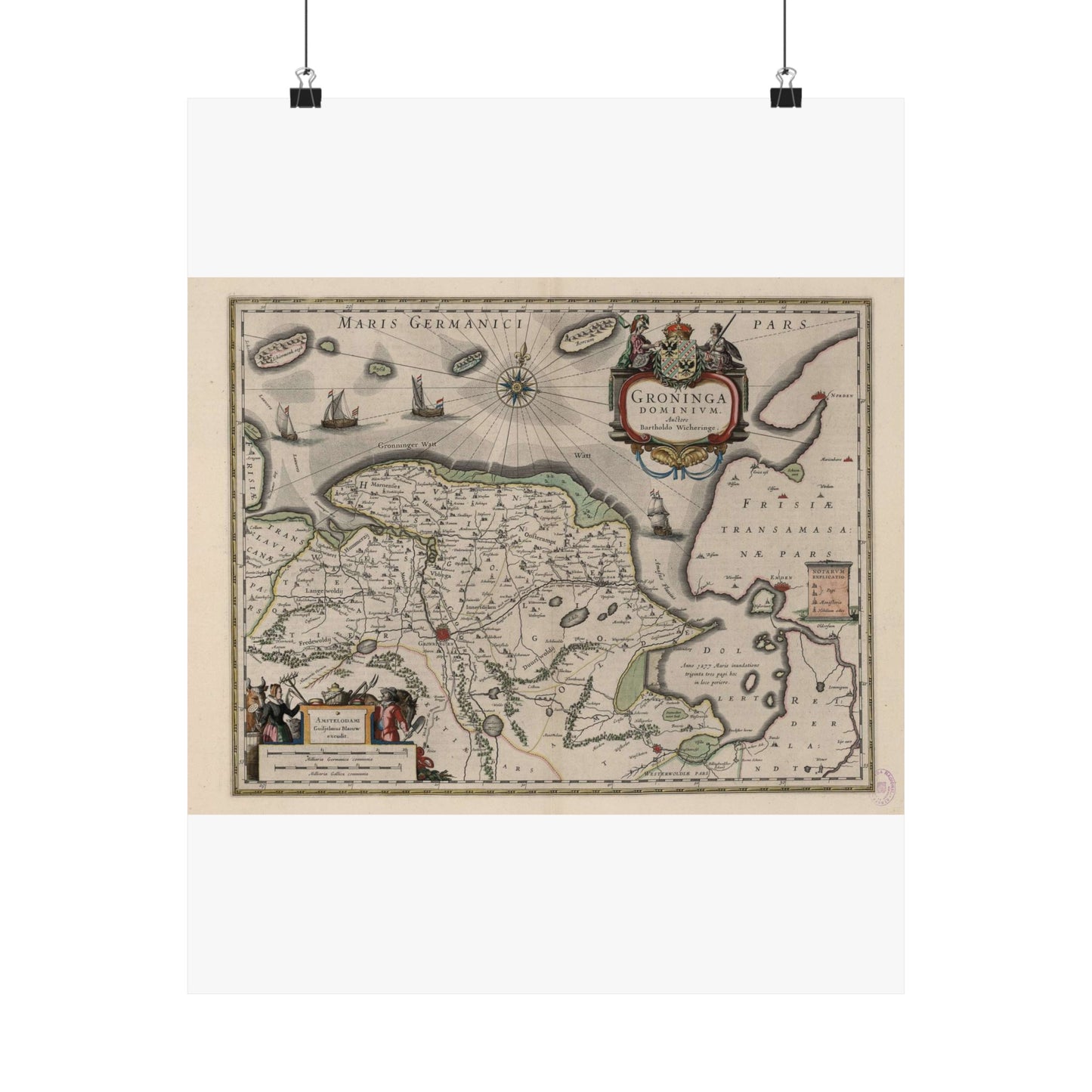 Blaeu 1645 - Groninga Dominium (2nd) High Quality Matte Wall Art Poster for Home, Office, Classroom