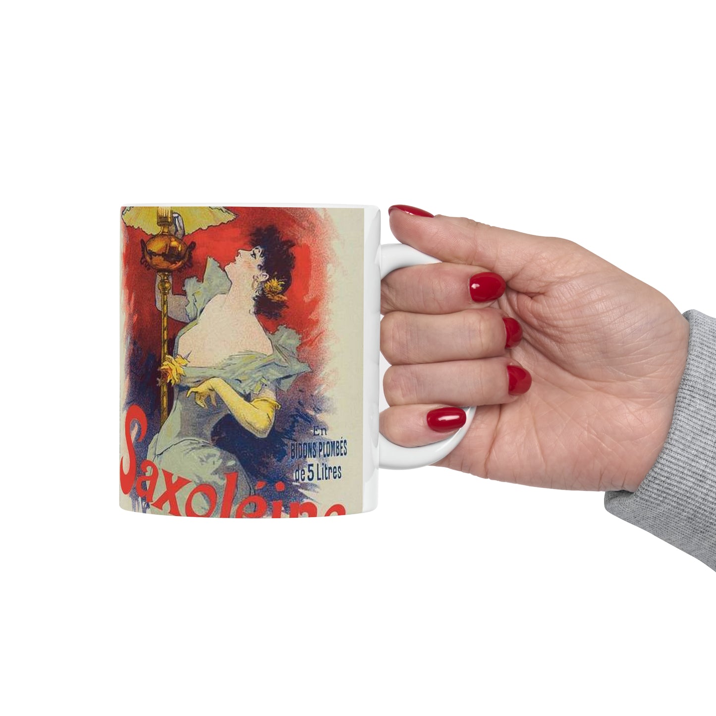 Affiche pour la "Saxoléine". - Art nouveau public domain poster Beautiful Novelty Ceramic Coffee Mug 11oz