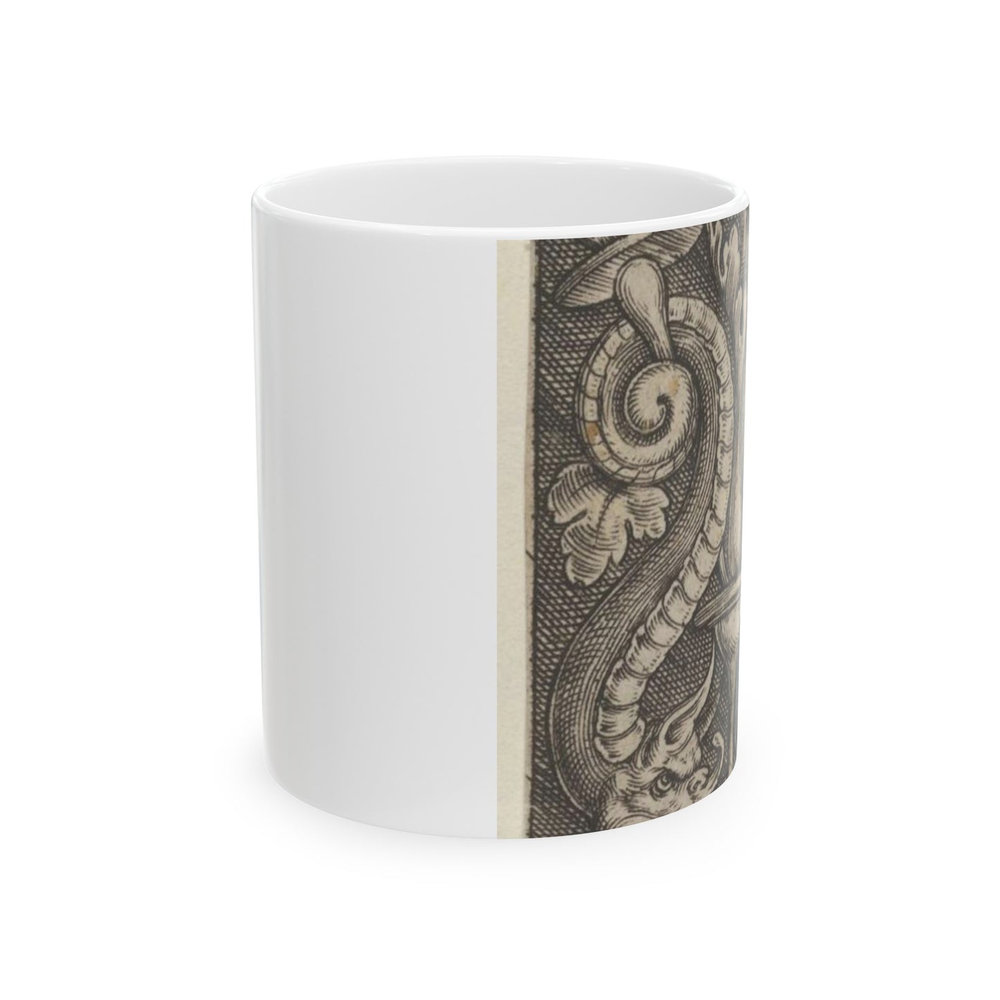 Vertical Panel with a Candelabrum Stemming from a Leaf-Faced Grostesque at Bottom Beautiful Novelty Ceramic Coffee Mug 11oz