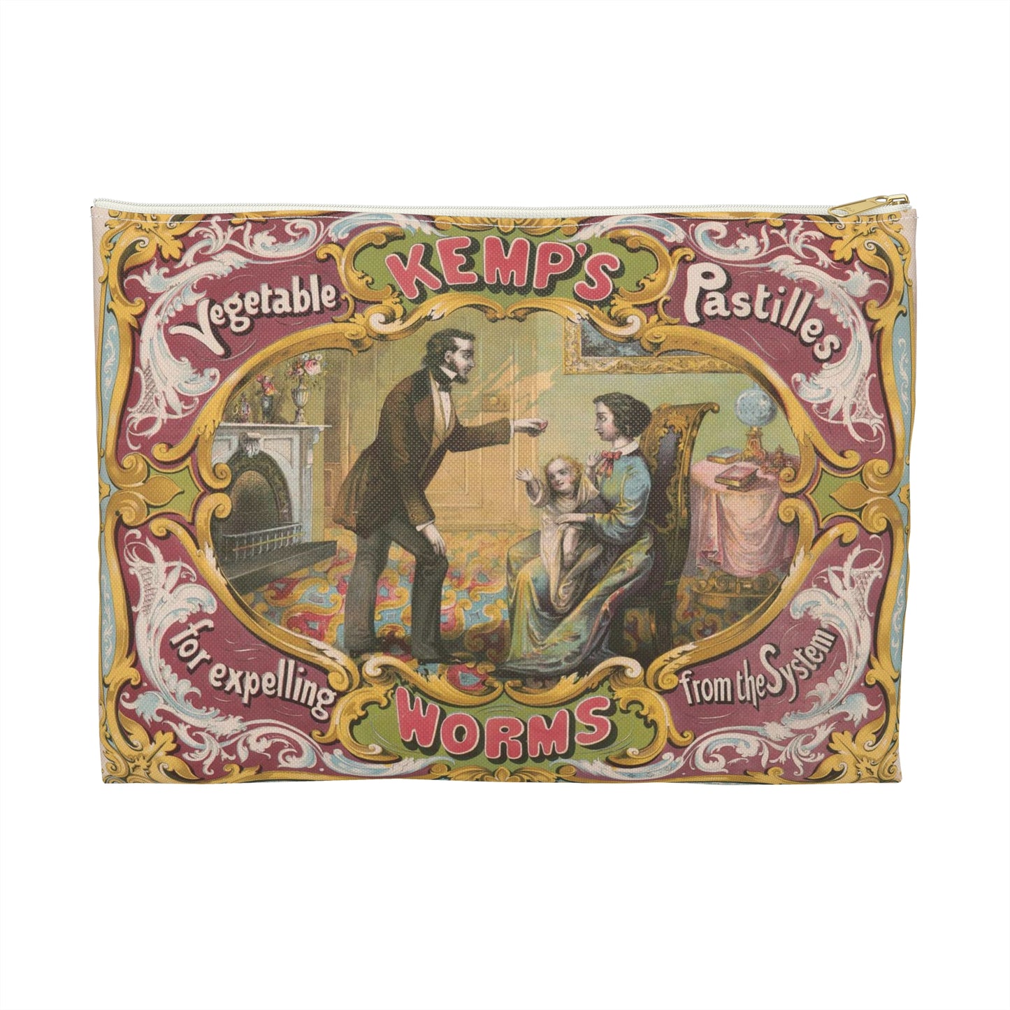 Kemp's vegetable pastilles for expelling worms from the system / lith. of Snyder, Black & Sturn 92 William St. New York. Large Organizer Pouch with Black Zipper