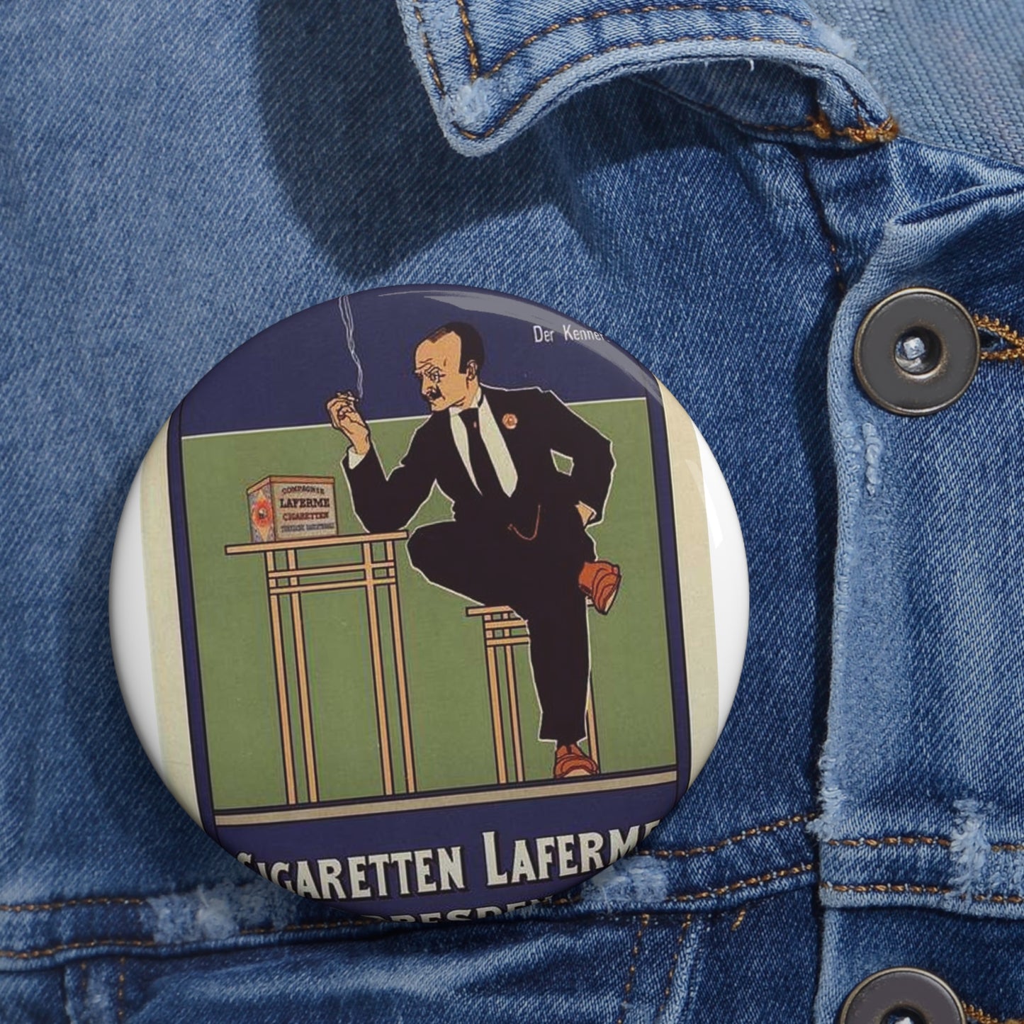 Fritz Rehm-Cigaretten Laferme Dresden Pin Buttons with Crisp Design