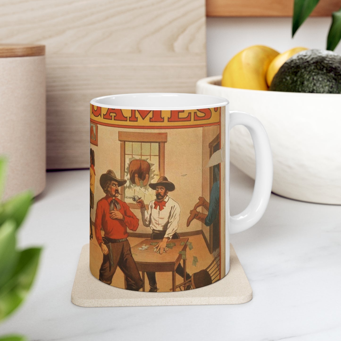 W.I. Swain's western spectacular production, Jesse James Beautiful Novelty Ceramic Coffee Mug 11oz