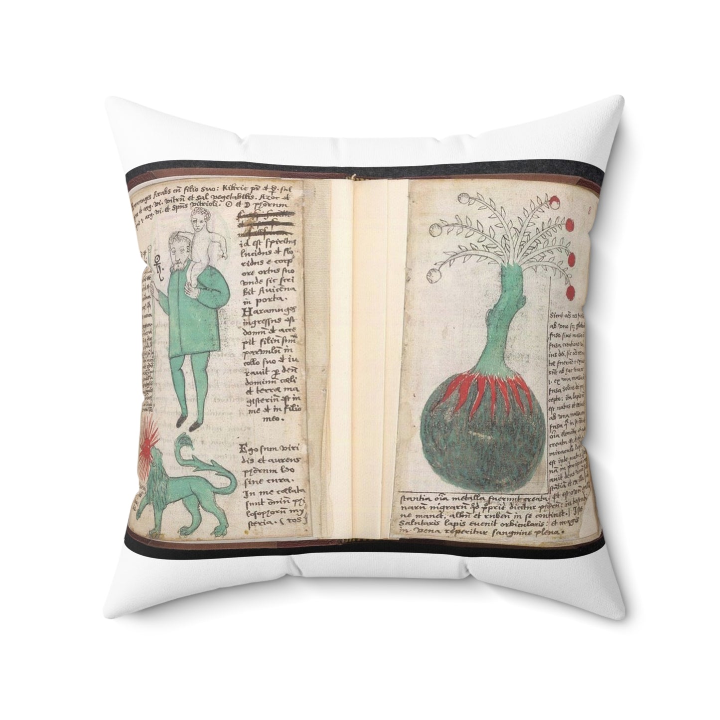 Christopher, lion, and a plant from BL Sloane 1171, ff. 7v-8 Decorative Accent Square Pillow